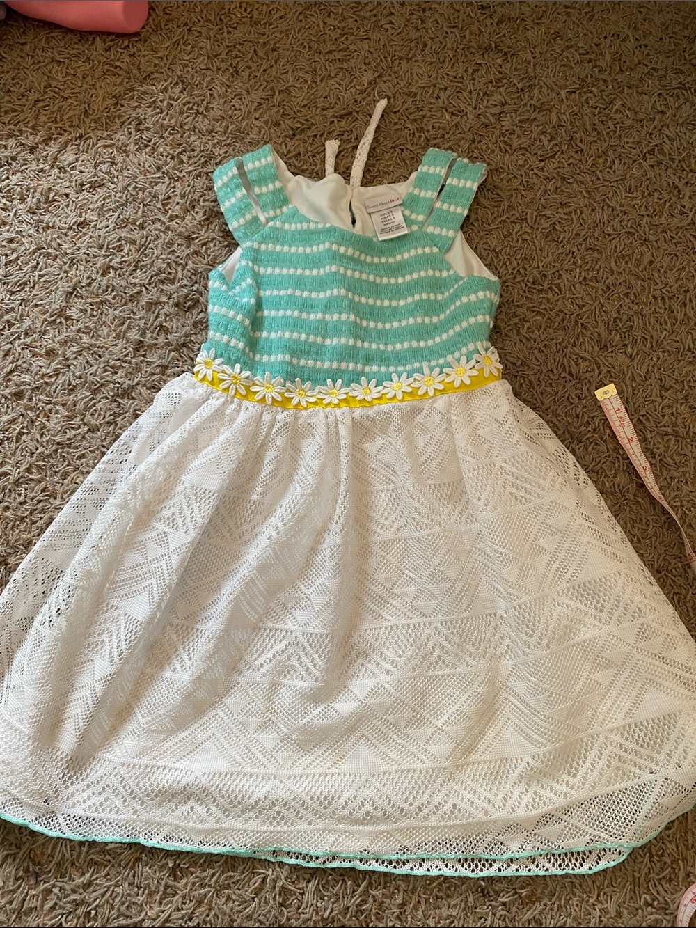 Sweet Heart Rose Aqua and White Daisy-Trim Formal Dress/ 5